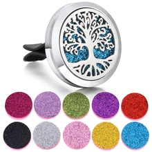 Автомобильный парфюмерный диффузор 30 мм медальоны из нержавеющей стали Дерево жизни духи эфирное масло диффузор ароматерапия ожерелье кулон