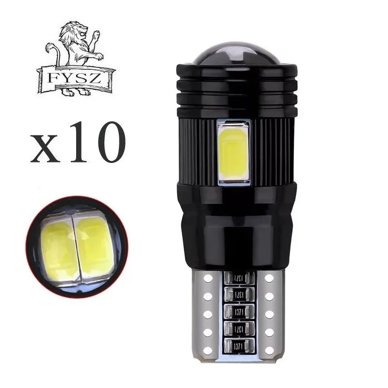 10 шт. T10 LED W5W 12v 5630 6500k автомобильный светильник для чтения декодирующий объектив