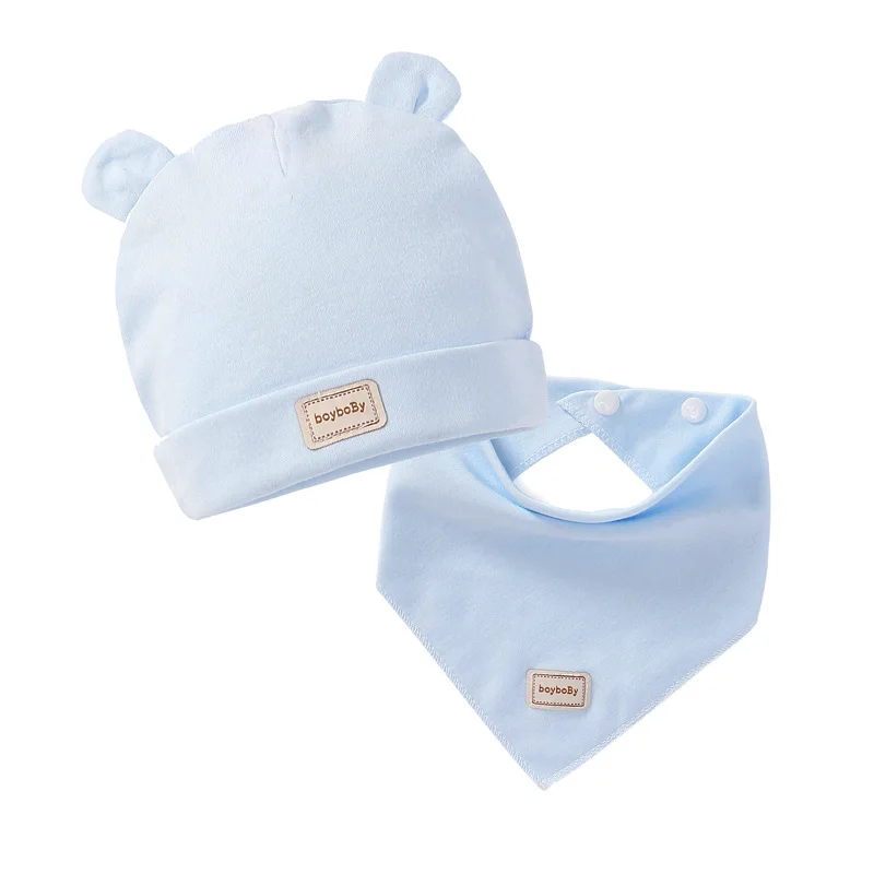 cheap baby accessories	 Cute Kids Hat with Bibs Candy Solid Color Cap Boys Girls Baby Beanies Hats Double Layer Cotton Caps Bibs For Newborn Infant Silicone Anti-lost Chain Strap Adjustable 