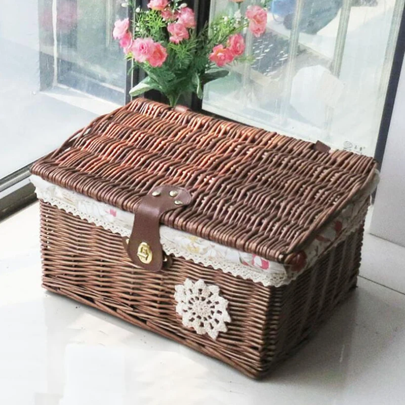 

New Wicker Storage Box Home Wicker Storage Basket Storage Box with Lid Storage Box Clothes Storage