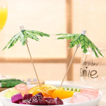 

Green Coconut Tree Umbrella Sticks Cupcake/Fruit/Cake Toppers Party Toothpicks