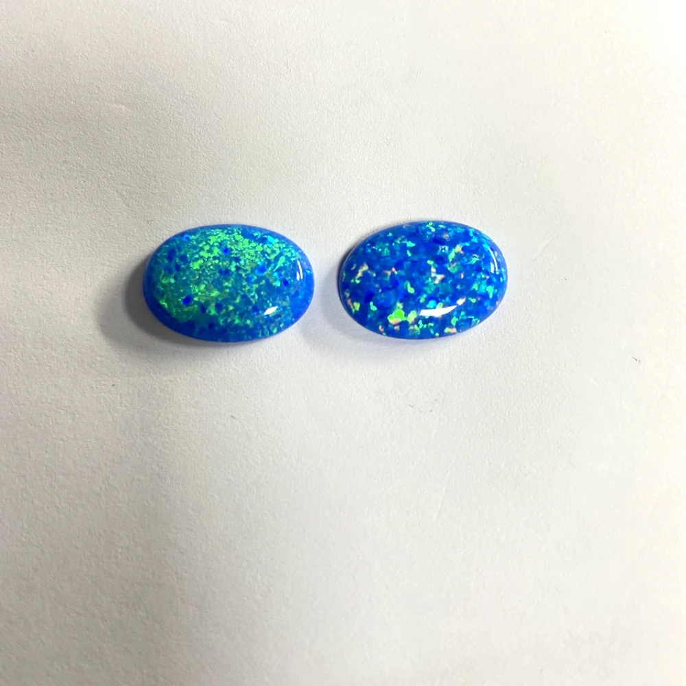 Lab Created Opal gemstone OP05 Oval 18x13mm Dark Blue fire Opal flatback cabochon beads stone for ring making
