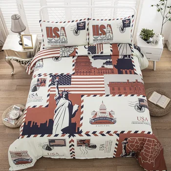 

USA Printed Bedding Sets King Size Statue Of Liberty Comforter Bedding Sets Us Queen Duvet Cover