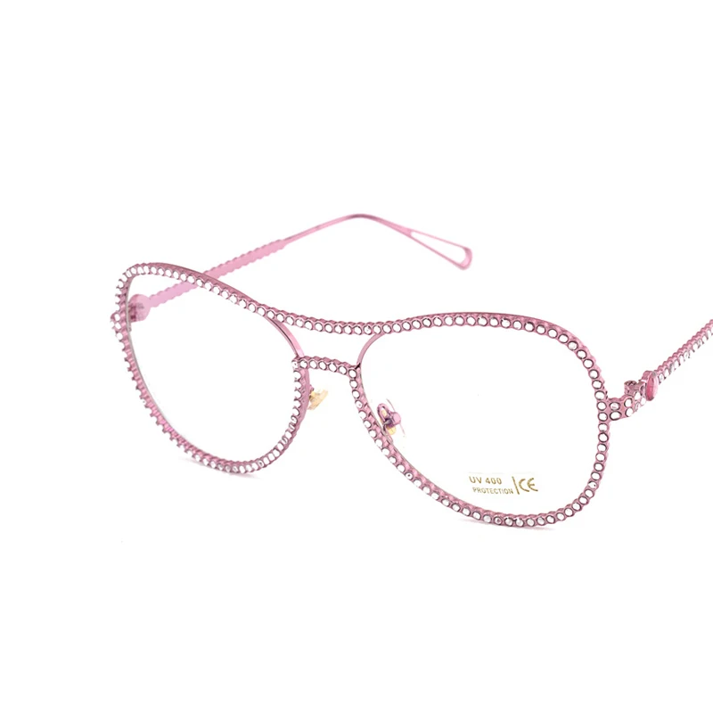 Iboode женские модные очки, полный корпус, алмазная оправа, ножки, уникальный высокого качества очки со стальной оправой очки с прозрачными линзами Oculos Gafas - Цвет оправы: C1