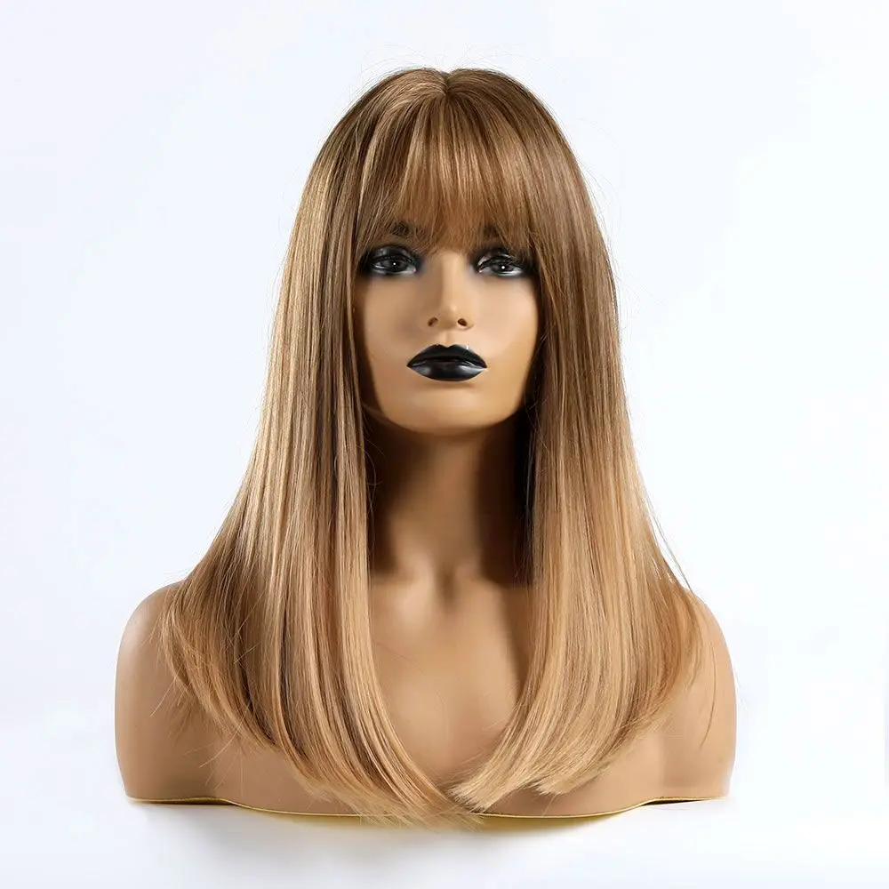 Крошечные LANA прямые средней длины женские коричневые светлые синтетические парики термостойкие косплей парики высокотемпературное волокно для женщин