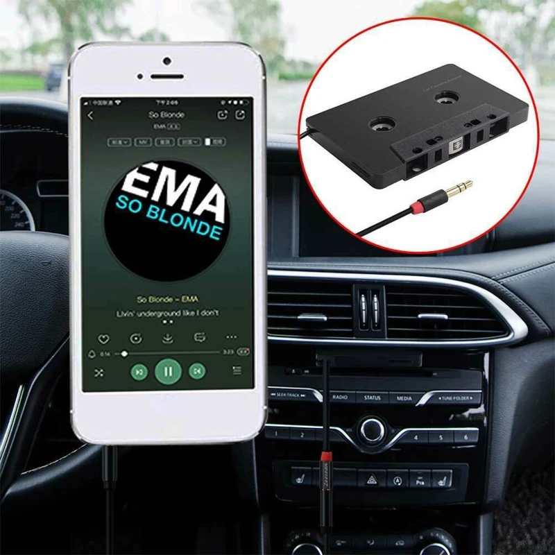 

3.5mm Four Channel Anti-Tangled Mini ABS Stereo Input Cassette Adapter Car Audio- For i-phone