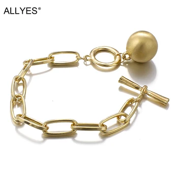

ALLYES Simple Copper Chunky Chain Bracelet Bangle for Women Armband Steampunk Lariat Lock Twisted Bracelets Couple Jewelry