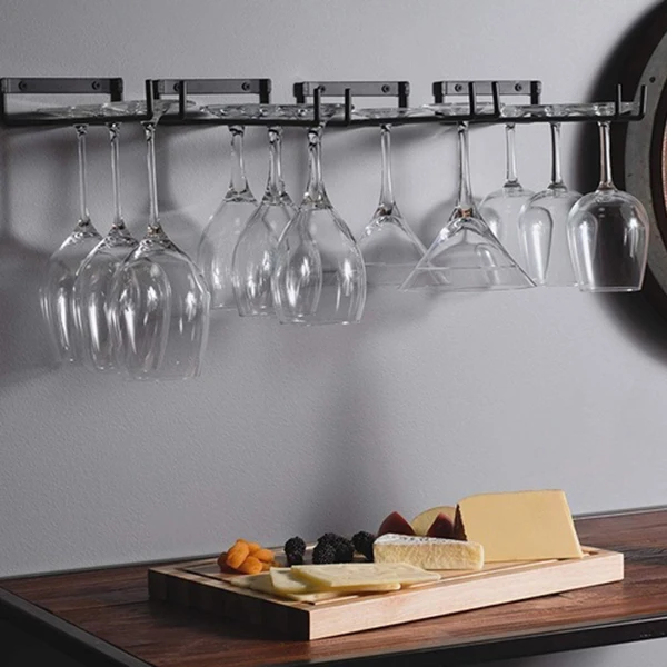 5 Pcs Stemware Wine Glass Storage Rack Wall Mountable Kitchen Storage Rack Black 11 Inch 30cm