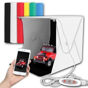 

Mini Folding Lightbox Photography Photo Studio Softbox 2 Panel LED Light Soft Box Photo Background Kit Photo box for DSLR Camera