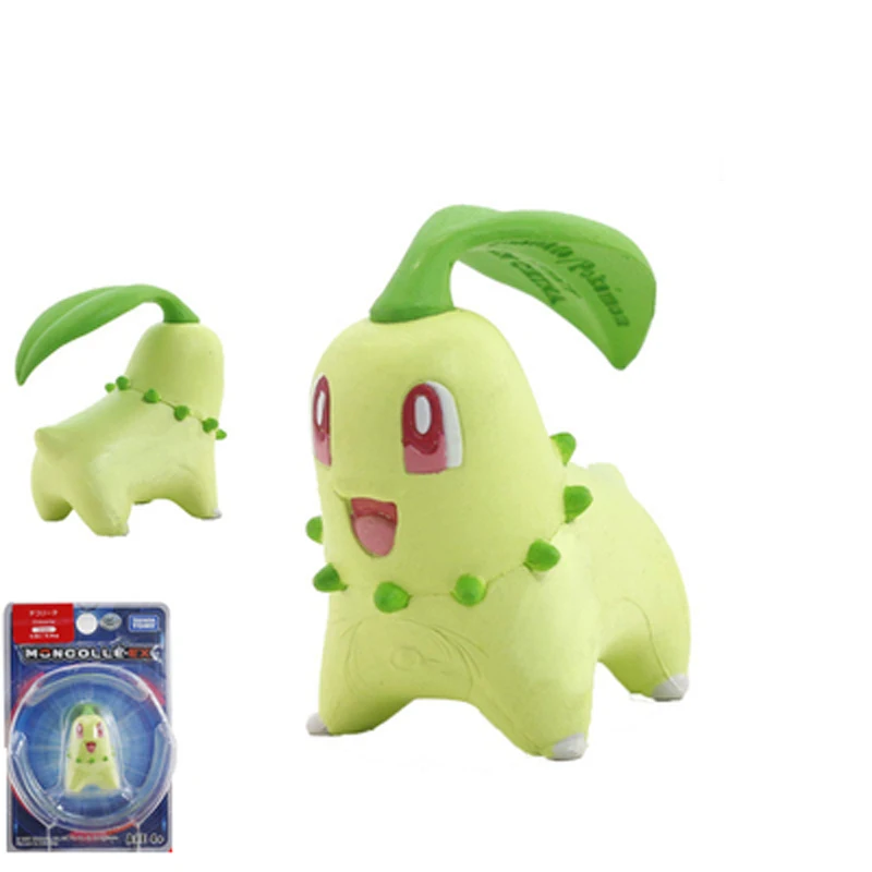 Takara Tomy подлинный Покемон чармандер белка Mimikyu Raichu Mudkip Oshawott Пикачу snorlax 4 см коллекция игрушка фигурка подарки - Цвет: 8 chikorita