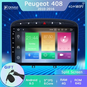 

OKNAVI for Peugeot 408 308 308SW 2010-2016 Android 9.0 Car Radio DVD Player GPS Navigation 10" Support Rear View Camera DVR OBD