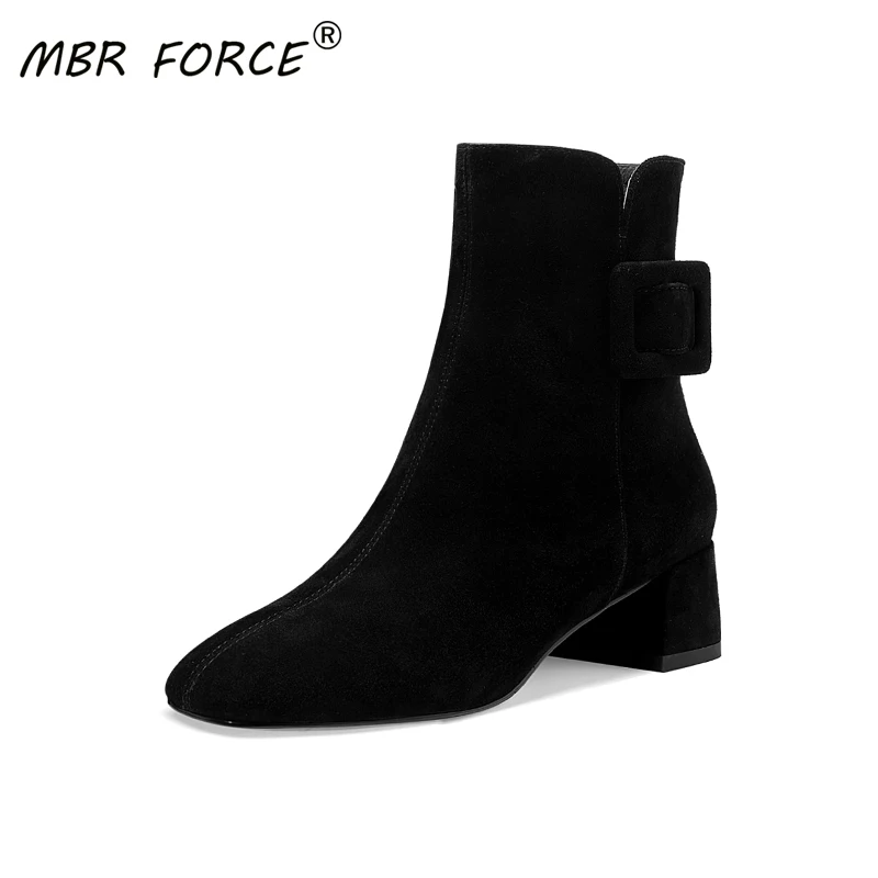 Модные трендовые Детские замшевые ботильоны MBR FORCE женская обувь на молнии с