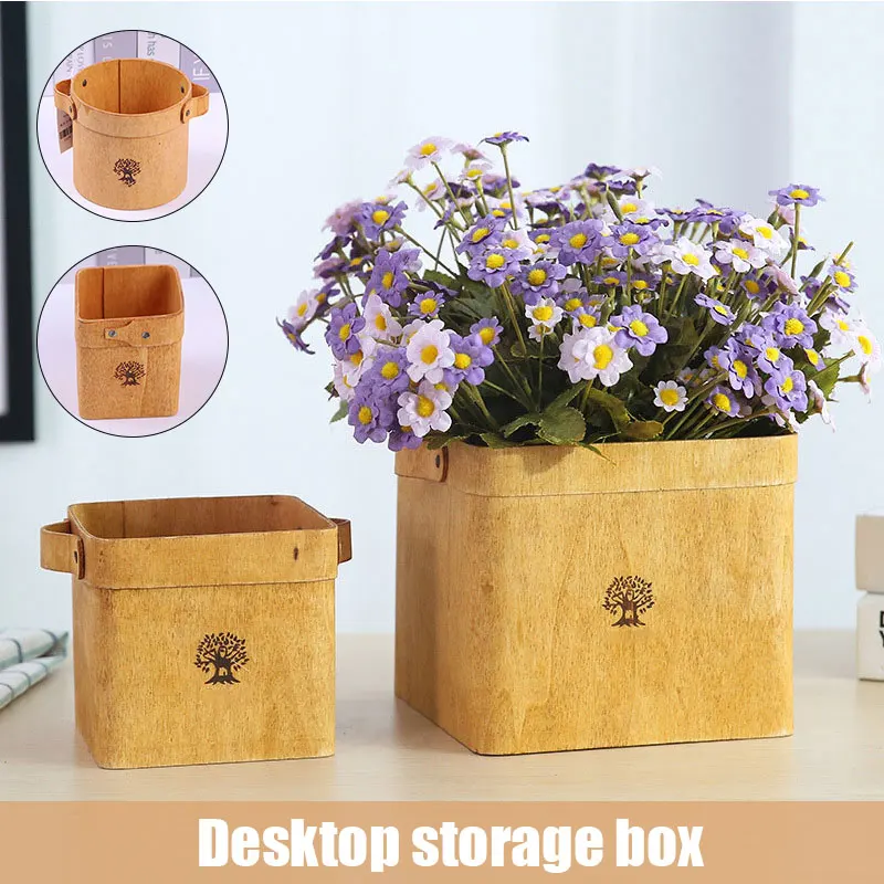 

Pastoral Style Wooden Desktop Storage Box Dried Flower Simulation Plant Holder Decoration Home Furnishings KSI999