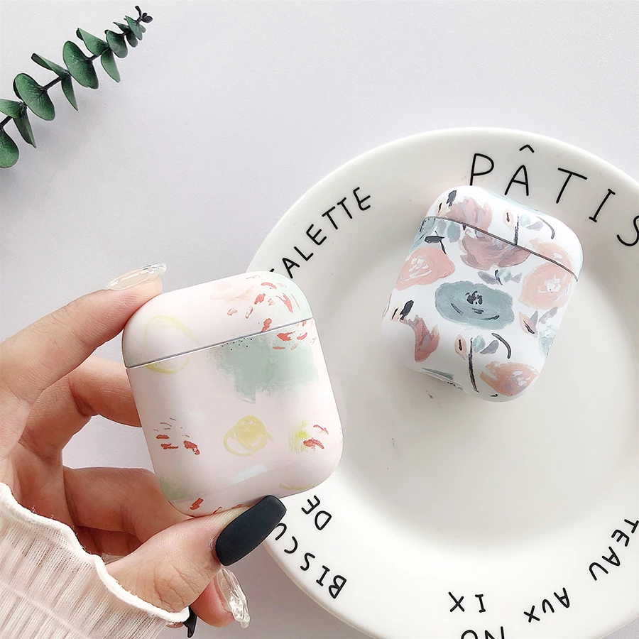 

Earphone Headset Accessories Hard case Cover with luminous flower embossed pattern for Apple AirPods 1 2 bag