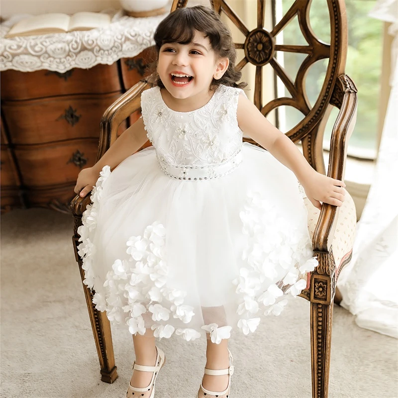 Vestido de encaje blanco para niña, Vestidos de flores para bautizo, princesa para niños pequeños, fiesta de cumpleaños, vestido de baile, ropa para nacidos, 1 año|Vestidos| - AliExpress
