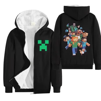 

2020 Winter Minecrafters Game Kids Boys Zipper Hooded Plush Coats Baby Cartoon Hoodies Children Long Sleeved Girls Tops Clothes