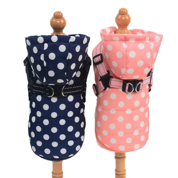 

Waterproof Dog Coat Winter Pet Dog Clothes Dot Pattern Small Large Dog Jacket Chihuahua Yorkie Thicken Clothing With Harness