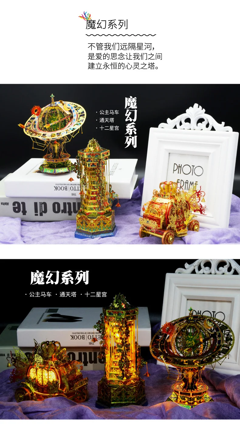 Kits com Luz Corte a Laser Brinquedos para Adulto Modelo Metal Puzzle Doze Constelações Led Faça Você Mesmo Montar Jigsaw Mmz mu 3d 9 Mmz modelo mu 3d metal puzzle doze