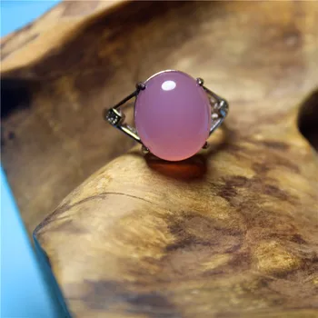 

Wholesale Fashion Jewelry Pink Chalcedony Euro-American Special Silver plating ring for Women feature concise namour charm Gif