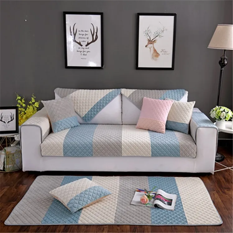 

Winter Short Plush Sofa Cushion Fabric Anti-slip Seat Cushion Pastoral Style Minimalist Modern Flannel Solid Wood Sofa Cover Cas