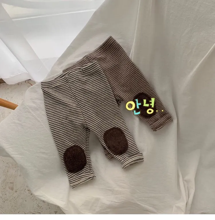 Roupas do Bebê Leggings para o Bebê Primavera Outono Recém-nascidos Crianças Casuais Calças Compridas Menino Algodão Listrado Infantil Meninas Legging 0-3-24m 2020 4 Mamãe e Bebê