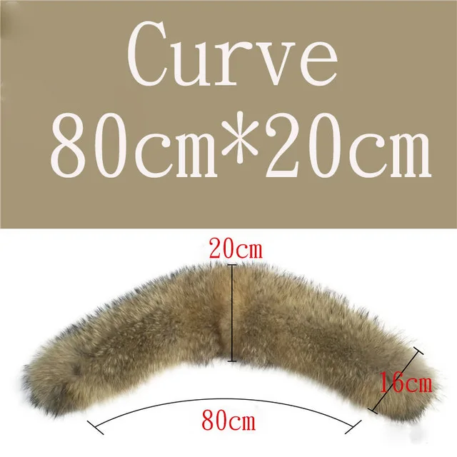Зима настоящий натуральный меховой воротник женские шарфы 60 см-90 см модное пальто свитер шарф воротник роскошный мех енота шейный платок - Цвет: 80x20WKhaki