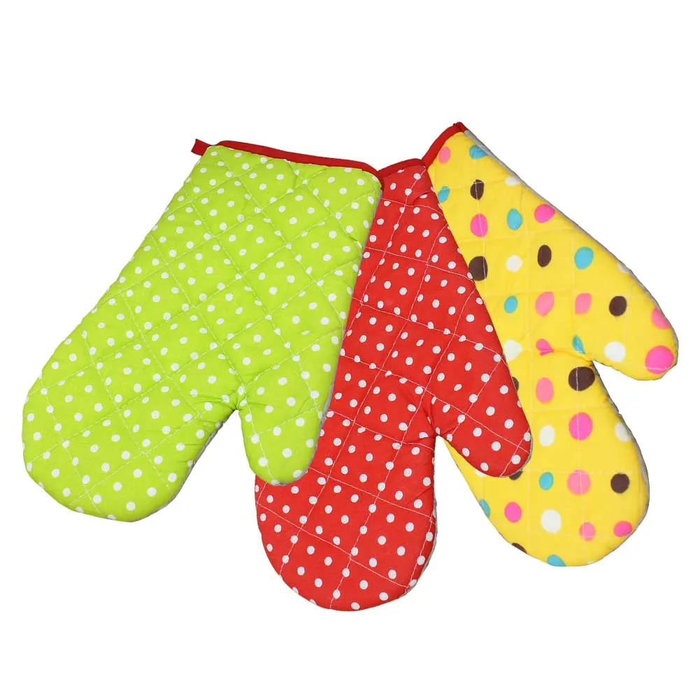 1PC Colorful Oven Mitt Cotton Blend Kitchen Washable Protective Home Practical Polka Dot Heat Insulation Baking Daily Printed