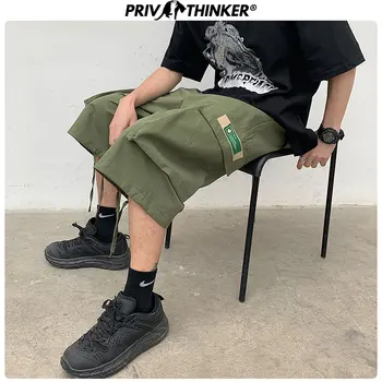 

Privathinker 2020 Men Big Pockets Summer Casual Shorts Men's Oversize Sweatpants Male Korean Knee Length Cargo Shorts Clothes