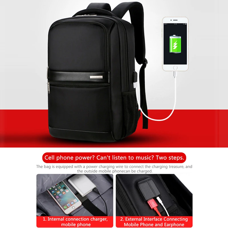 Мужской рюкзак для компьютера с зарядкой через usb, сумка для путешествий и бизнеса, многофункциональный водонепроницаемый рюкзак для