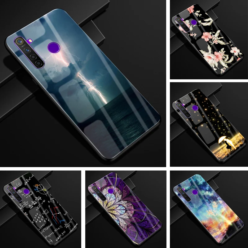 Для OPPO Realme 5 Pro Чехол оргстекло PC чехол для телефона черный ТПУ бампер чехол для OPPO Realme 5 Pro 5Pro Realme Q закаленный чехол