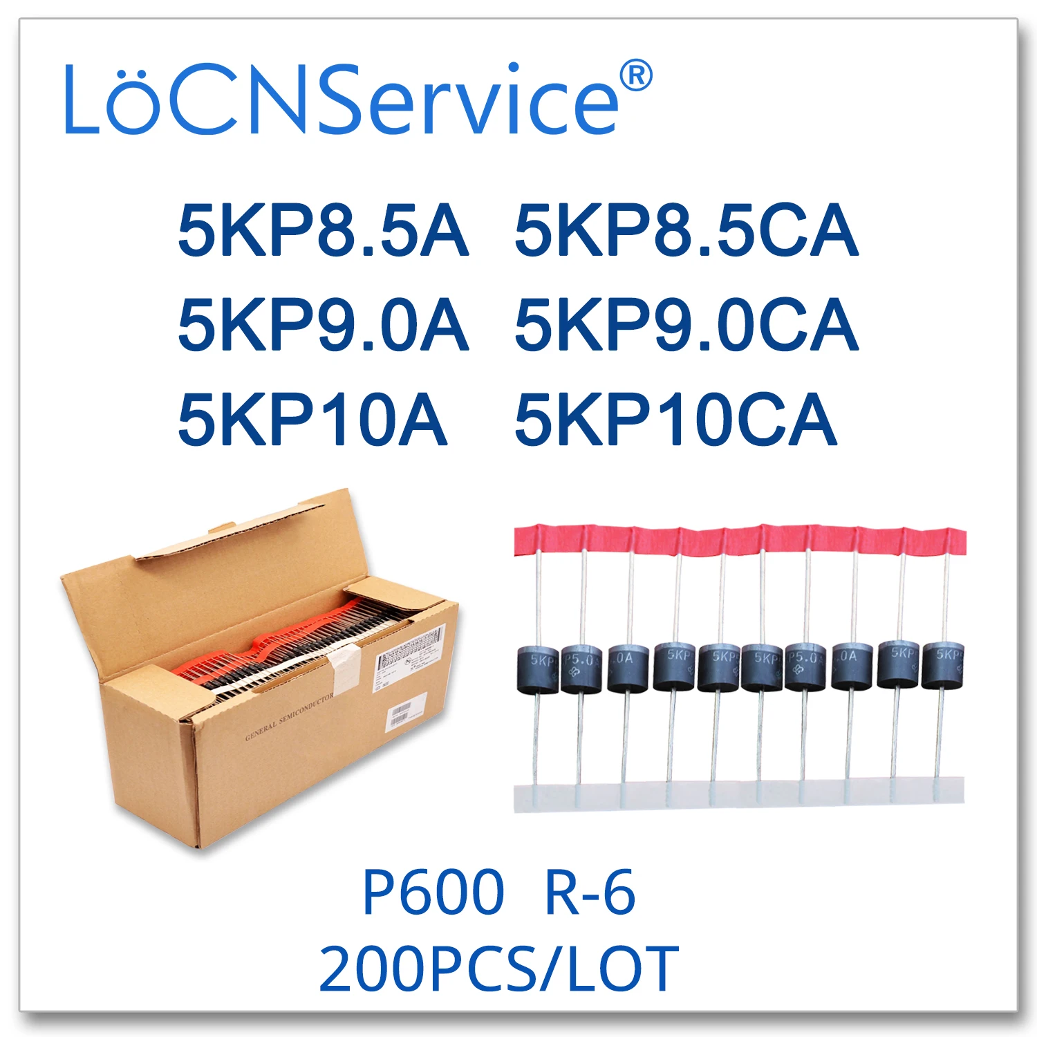 LoCNService 200 шт. 5KP8.5 5KP8.5A 5KP8.5CA 5KP9.0 5KP9.0A 5KP9.0CA 5KP10 5KP10A 5KP10CA P600 R-6 TVS Diode высокое качество 5KP |