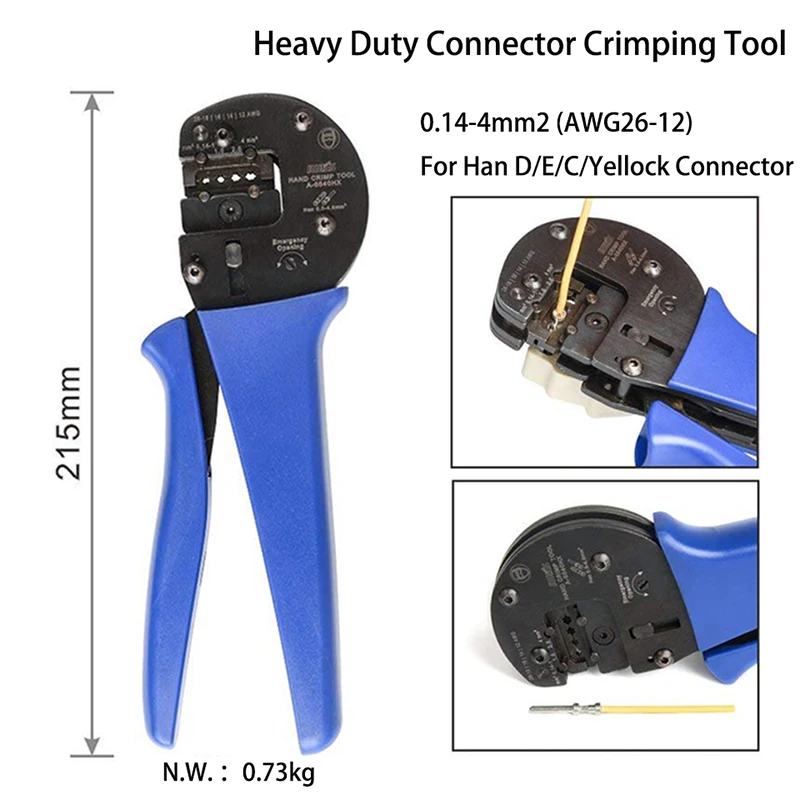 IWISS IWS-0540HX Hand Crimping Tools for 0.14mm2-4.0mm2 (AWG26-12) Harting Han D/E/C Connectors with Locator