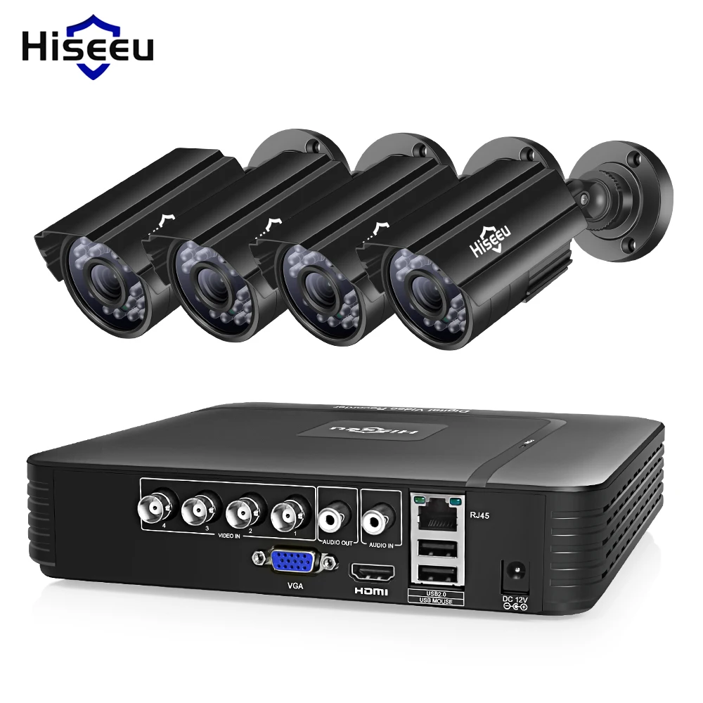 Najtaniej Hiseeu system kamer CCTV 4CH 720 P 1080 P ahd kamera bezpieczeństwa zestaw dvr CCTV wodoodporna odkryty wideo z domu system nadzoru dysku twardego