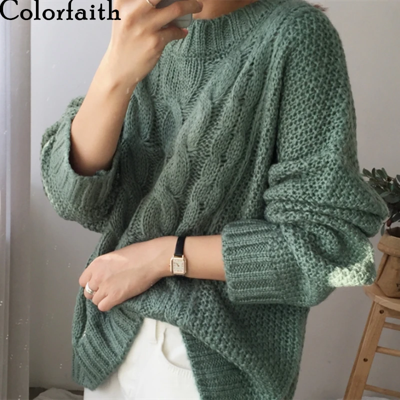 Colorfaith 2019 новый осенне-зимний женский свитер Пуловеры минималистичный вязаный