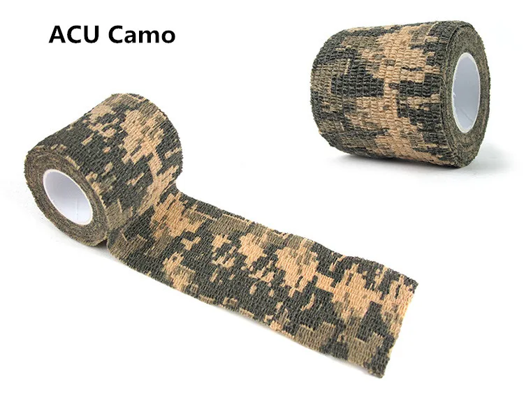 ACU Camo Многофункциональная камуфляжная обертка, Нетканая самоклеящаяся Камуфляжная Лента для охоты, пейнтбола, страйкбольной винтовки, водонепроницаемая Нескользящая стелс-лента, доступны разные цвета - Цвет: ACU Camo
