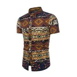 2019 Новый стиль футболка с цветочным принтом Гавайи большой Размеры пляжного отдыха мужская футболка с коротким рукавом рубашка с принтом
