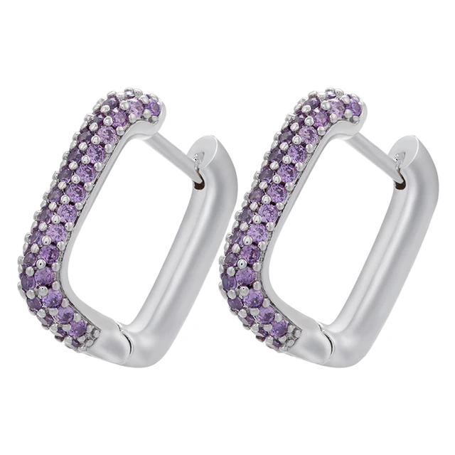 ZHUKOU NEW Hoop earrings gold/silver color small hoop earrings crystal women rainbow earrings Fashion jewelry wholesale VE144 silver purple