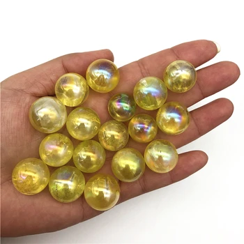 

Wholesale 1PC 16-19mm Yellow Titanium Aura Electroplating Quartz Crystal Sphere Balls Healing Natural Quartz Crystals