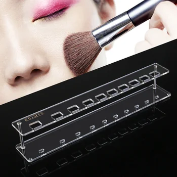 

RUIMIO Acrylic 10 Lattices Organizer Display Shelf for Soft Oval Makeup Brush Cosmetic Tool Set