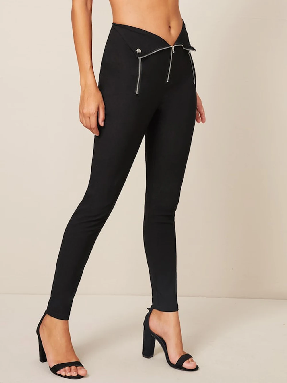 Женские черные брюки-карандаш модные длинные брюки обтягивающие тянущиеся брюки женские брюки с высокой талией на молнии осенняя одежда