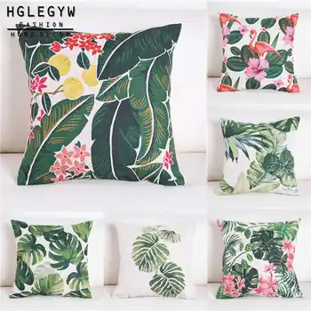 

Plant Leaf Flower lotus Pillow Case Cotton Linen Pillowcase for Home Office Sofa Seat Decor Textile Throw Printed Pillow Cover