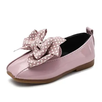 

Girls spring single shoes 2019 new kids bow shoes Korean version of the Princess flat shoes set foot peas shoes