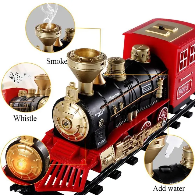 Electric Christmas Train Toy Set Car Railway Tracks Steam Locomotive Engine Diecast Model Educational Game Boy Toys for Children 3