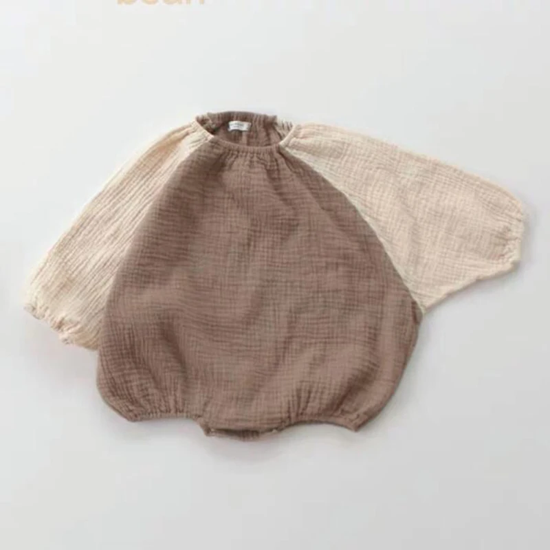 

2020 New Spring Korean Japan Style Toddler Boys Girl Romper Linen Cotton Long Sleeves Romper Newborn Baby Jumpsuit
