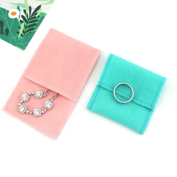 

Double faced Flannelette jewelry bag Candy Color Flap Fabric Suede velvet Jewelry Pouch BagSuede Jewelry Pouch Packaging Bag