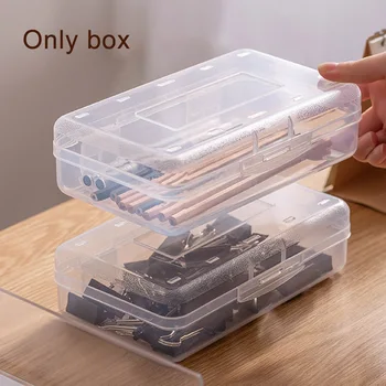 

3pcs Gift Pencil Box Desktop Stationery For School Clear PP Simple Large Capacity Stackable Portable Storage Case Kids