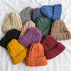 New Candy Colors Knitted Hats For Women Kpop Style Twist Woolen Beanie Hat Autumn And Winter Female Cap Keep Warm Winter Hat 4