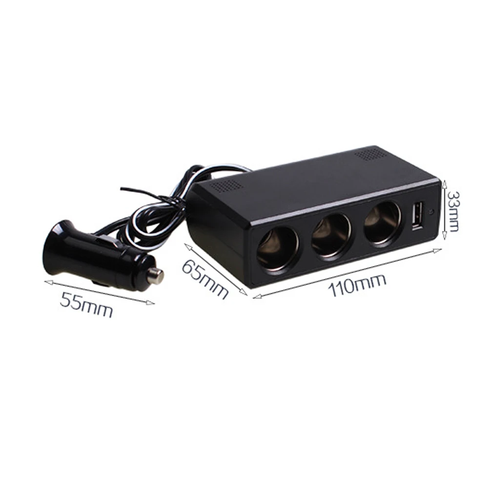 12 V-24 V Автомобильный Разветвитель адаптер для зарядного устройства от прикуривателя 3 Порты устройство для автомобиля с двумя портами USB Зарядное устройство сепаратор с 3 портами(стандарт Порты и разъёмы 3 сигареты Порты и разъёмы черный