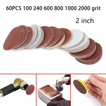 

Alumina 60pcs 2" Hook & Loop Sandpaper 50mm Sanding Discs 100 240 600 800 1000 2000 Grit Cleaning Polishing Accessories