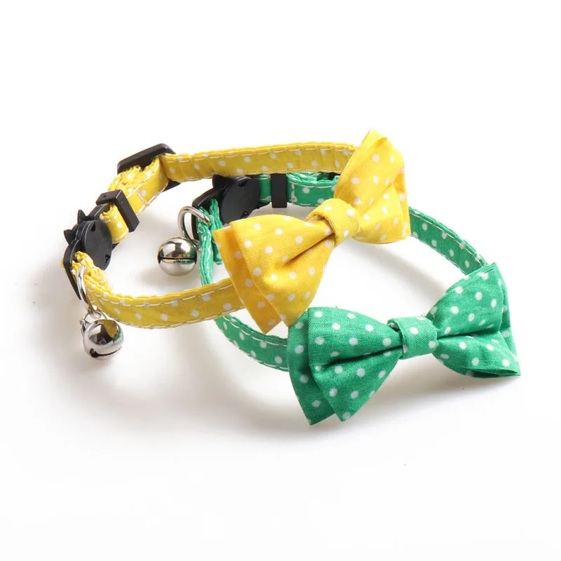 Collar para cachorro Chihuahua con lazo de punto colorido, hebilla ajustable, pajarita, gatito, suministros para mascotas